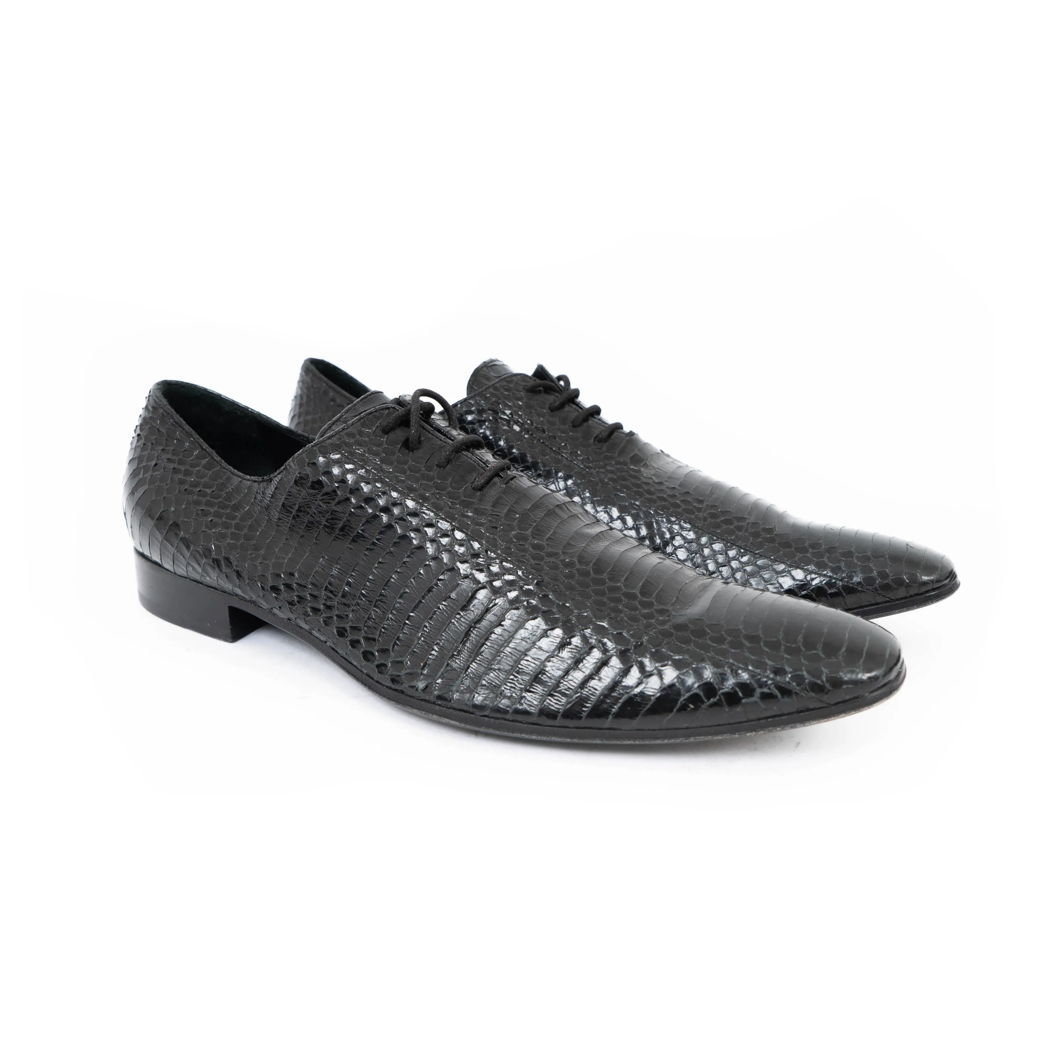 FW16 Black Polished Python Derby