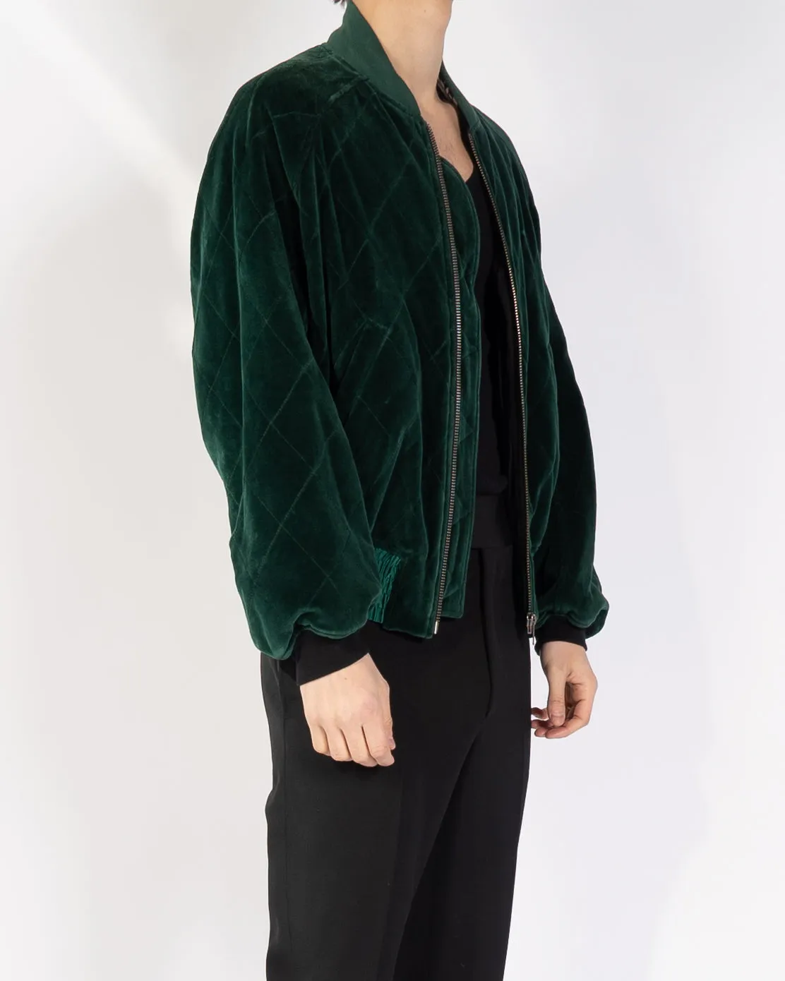 FW19 Green Quilted Velvet Bomber
