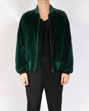 FW19 Green Quilted Velvet Bomber