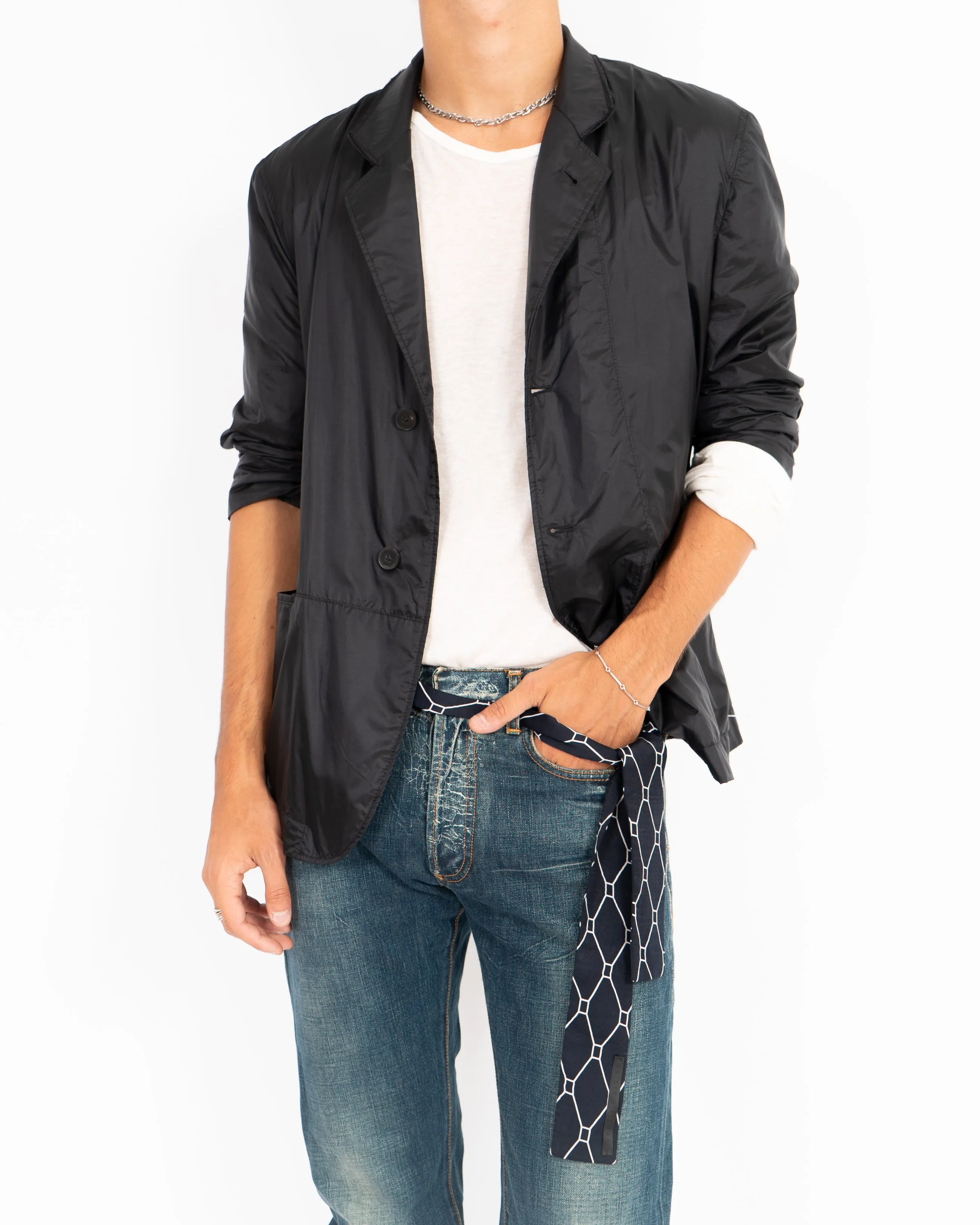 FW19 Hirst Black Nylon Blazer Jacket Sample