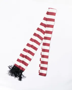 FW19 Red Striped Fringed Silk Scarf