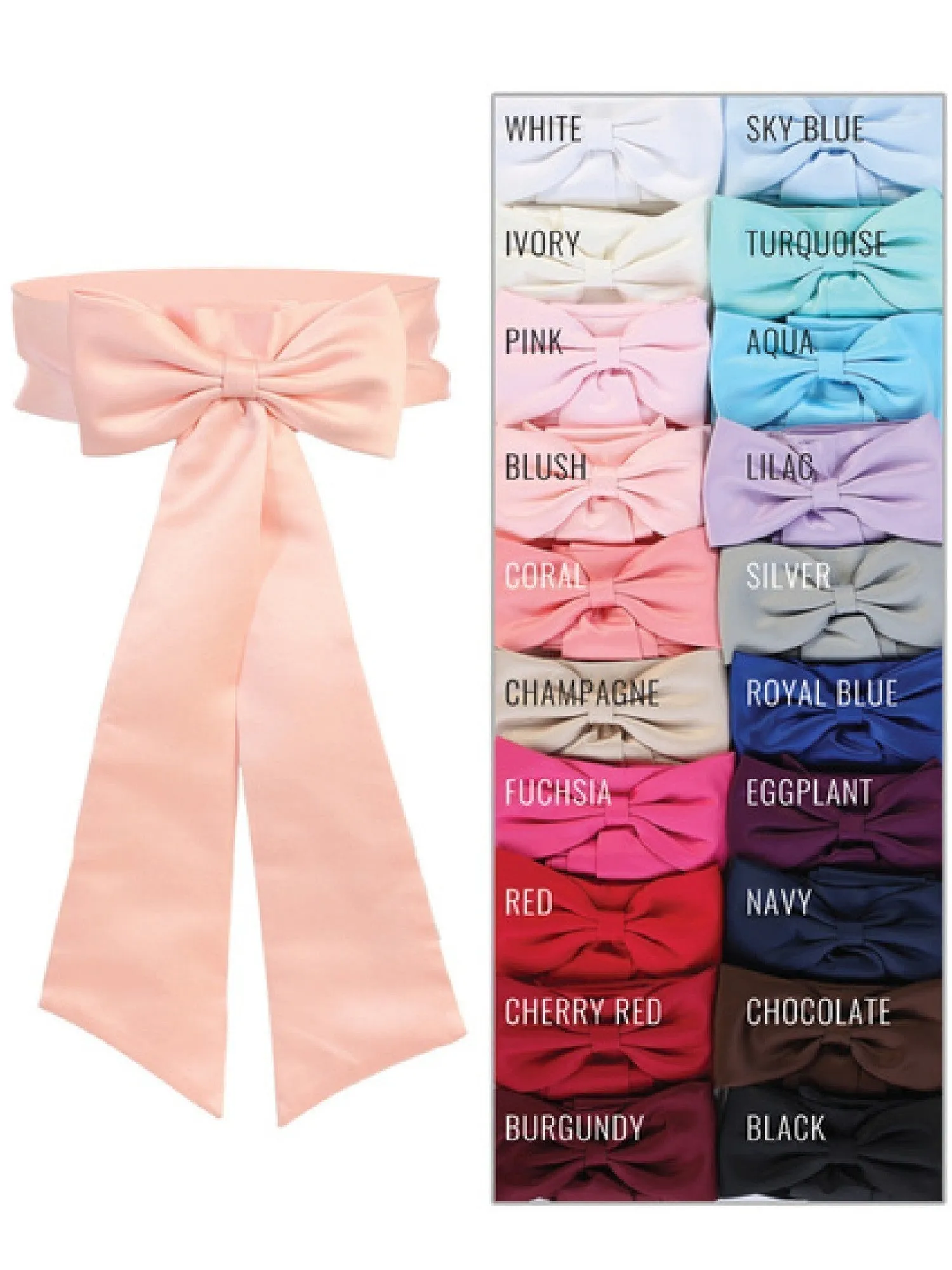 Girls Multi Color Premade Bow Special Occasion Elegant Belt Sash