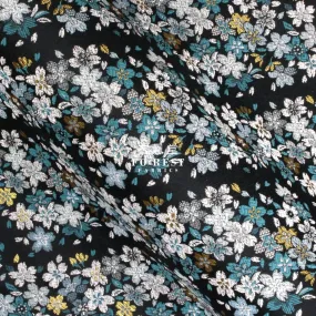 Gold Brocade - Flowing Sakura fabric GrayGreen