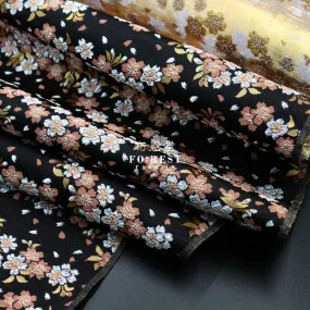 Gold Brocade - Flowing Sakura fabric Orange