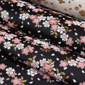 Gold Brocade - Flowing Sakura fabric Pink