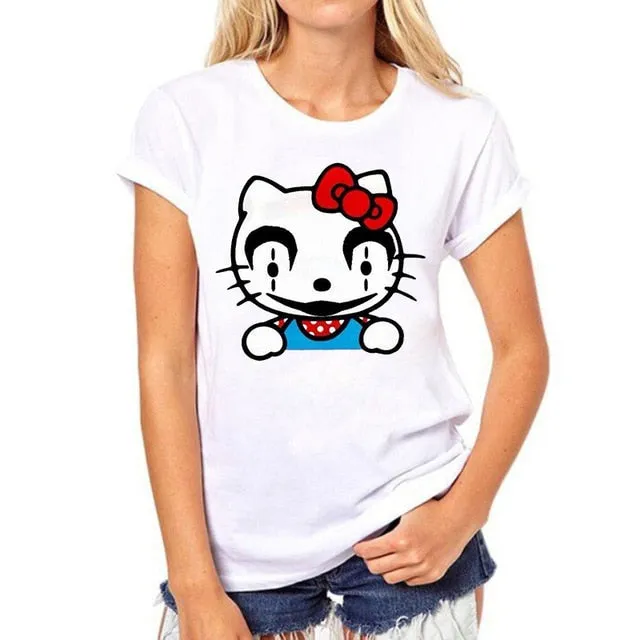 hello kitty women cat summer fashion grunge cartoon shirt Korean clothing T-shirt women aesthetic clothes tshirt woman