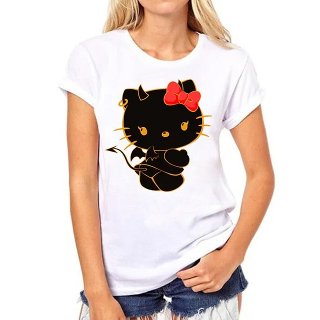 hello kitty women cat summer fashion grunge cartoon shirt Korean clothing T-shirt women aesthetic clothes tshirt woman
