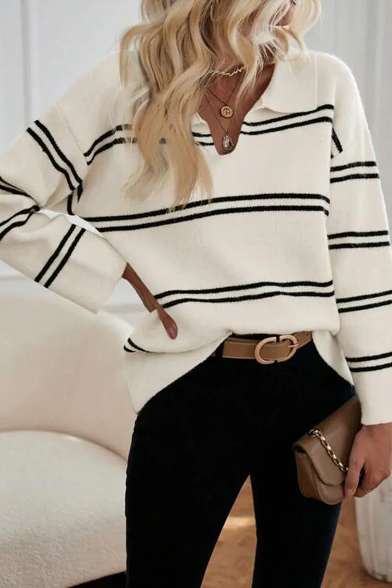 HWS1152 Classic Stripe Collar Sweater