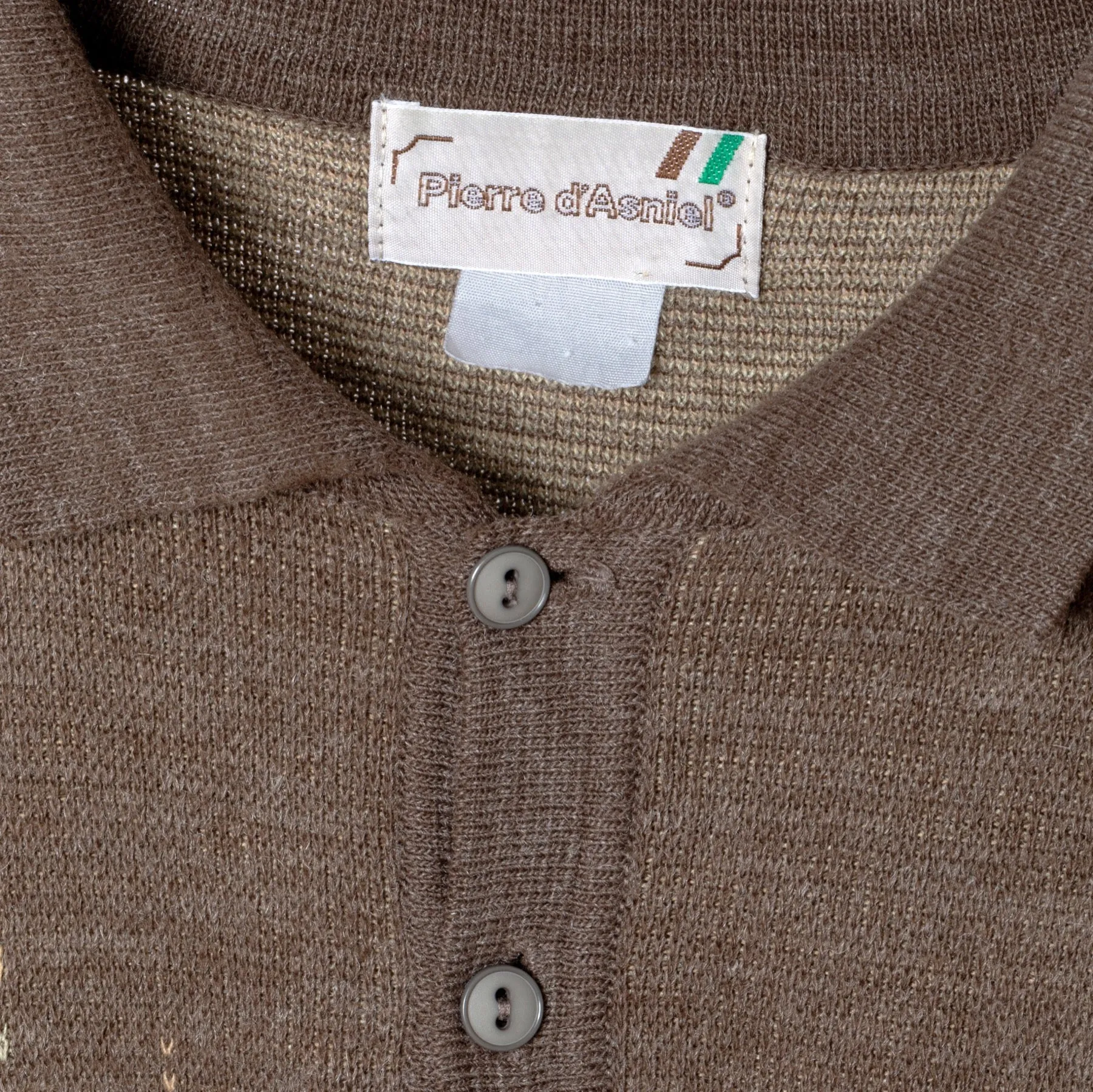 Jacquard Interlock Knit Wool Polo Sweater