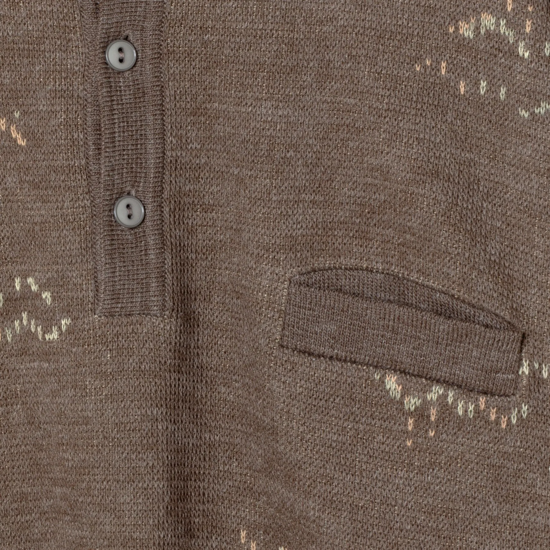 Jacquard Interlock Knit Wool Polo Sweater