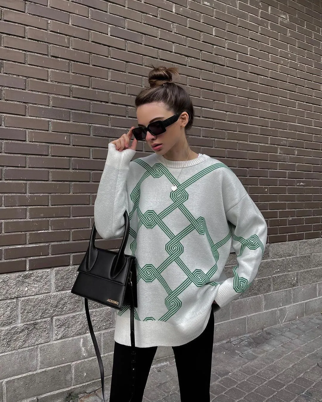 Jacquard Long Warm Sweater Vintage Pullover