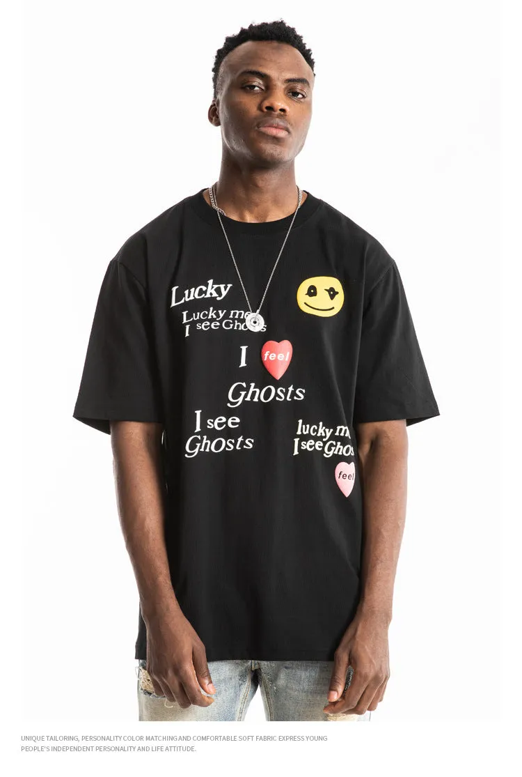 Kanye LUCKY ME I SEE GHOSTS Short Sleeve Oversized T-Shirt