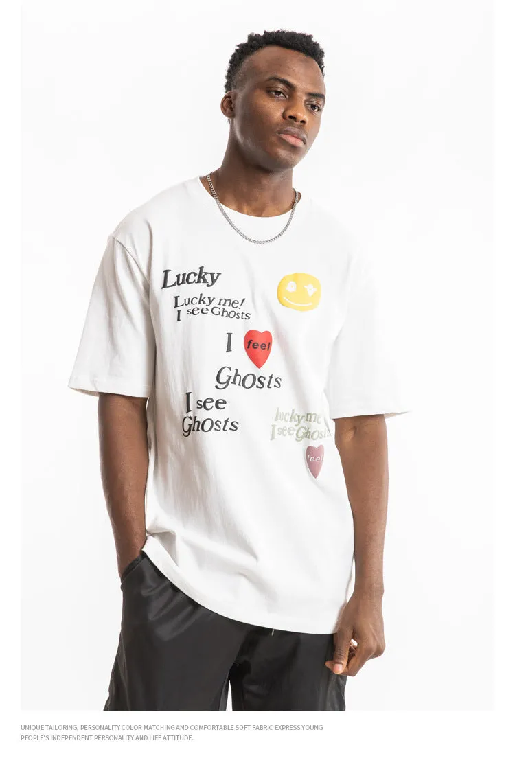 Kanye LUCKY ME I SEE GHOSTS Short Sleeve Oversized T-Shirt