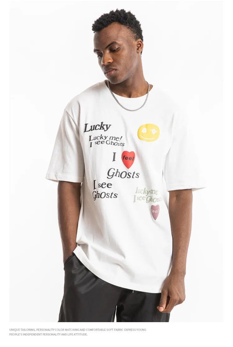 Kanye LUCKY ME I SEE GHOSTS Short Sleeve Oversized T-Shirt