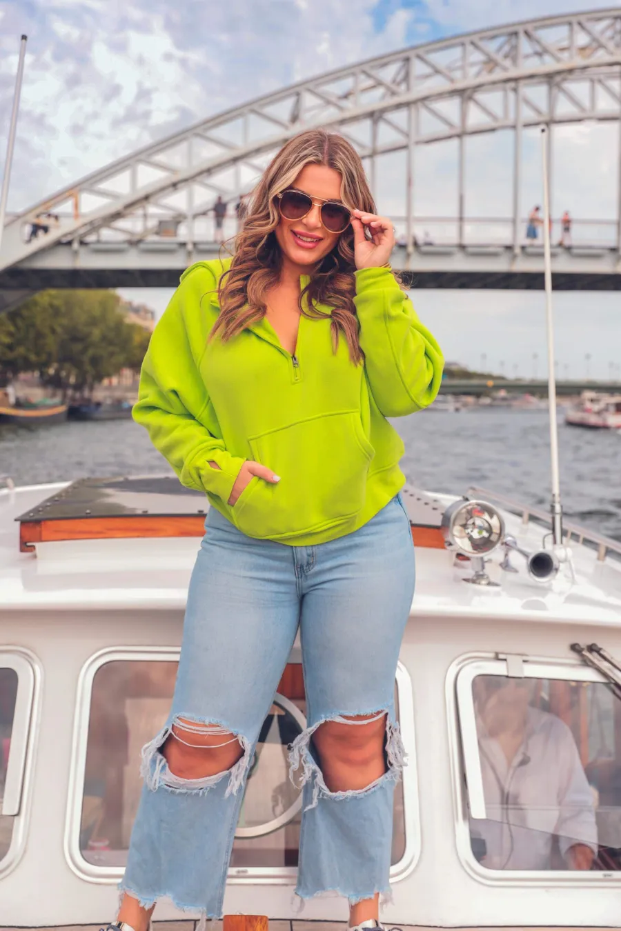 Kenna Hooded Quarter Zip Pullover