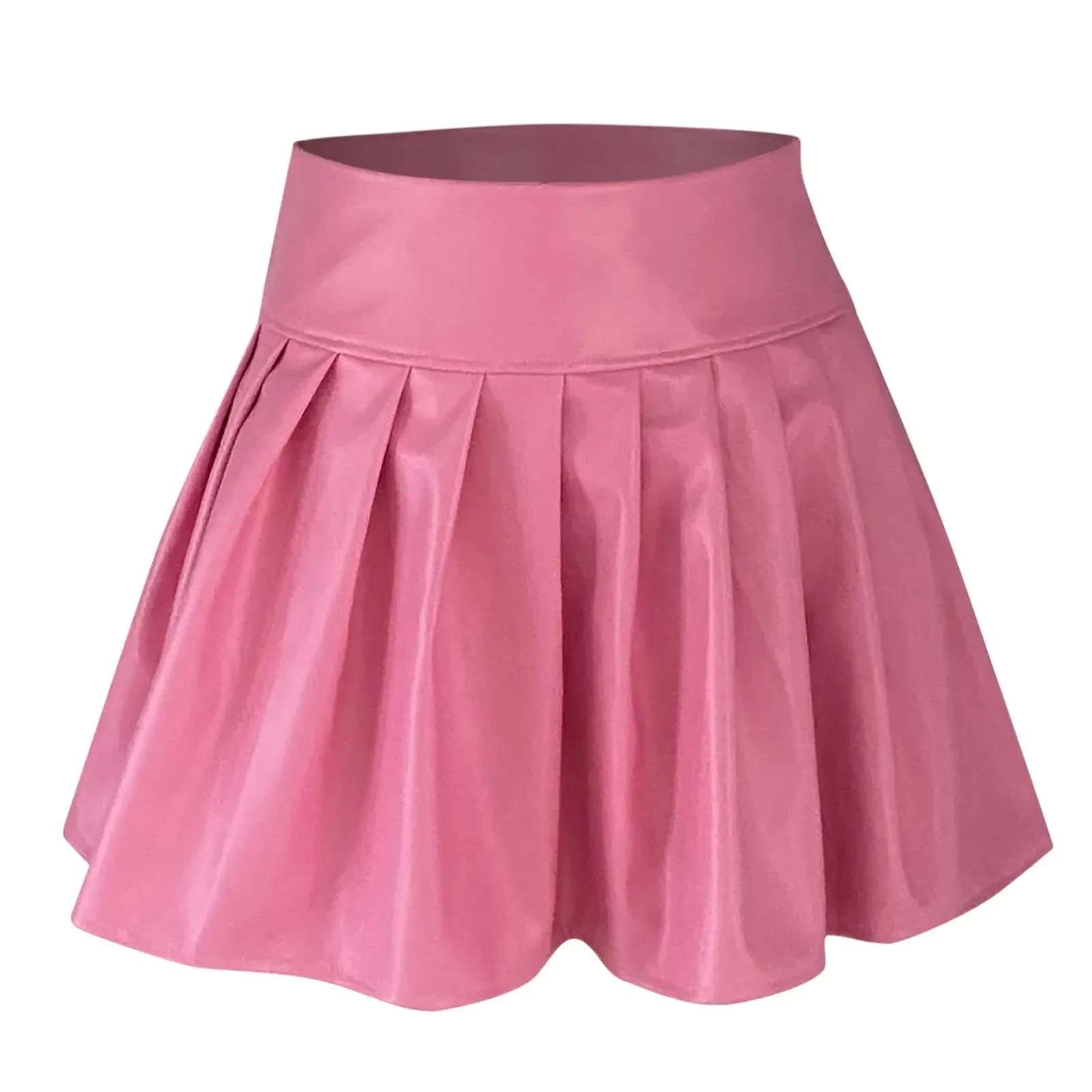 Leather Micro Mini Skirt Fashion High Waist Pink Versatile Stretchy Informal Hoop Petticoat Sexy Skirt