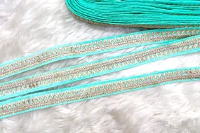 Light Blue Thread Work Embroidered Border