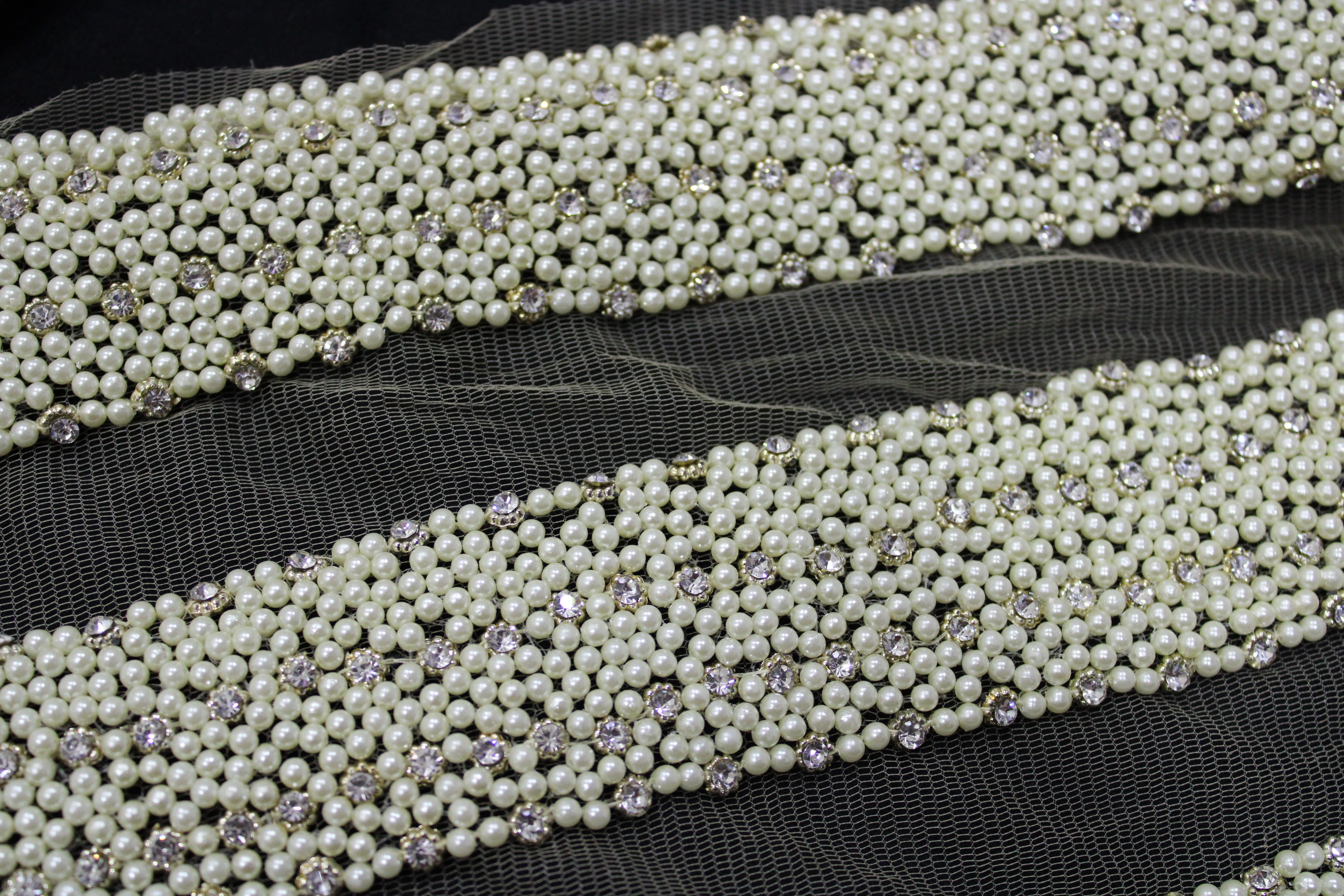 Light Cream Embellished Handwork Trim