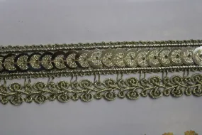 Light Golden Designer Sequins and Zari Work Embroidered Border