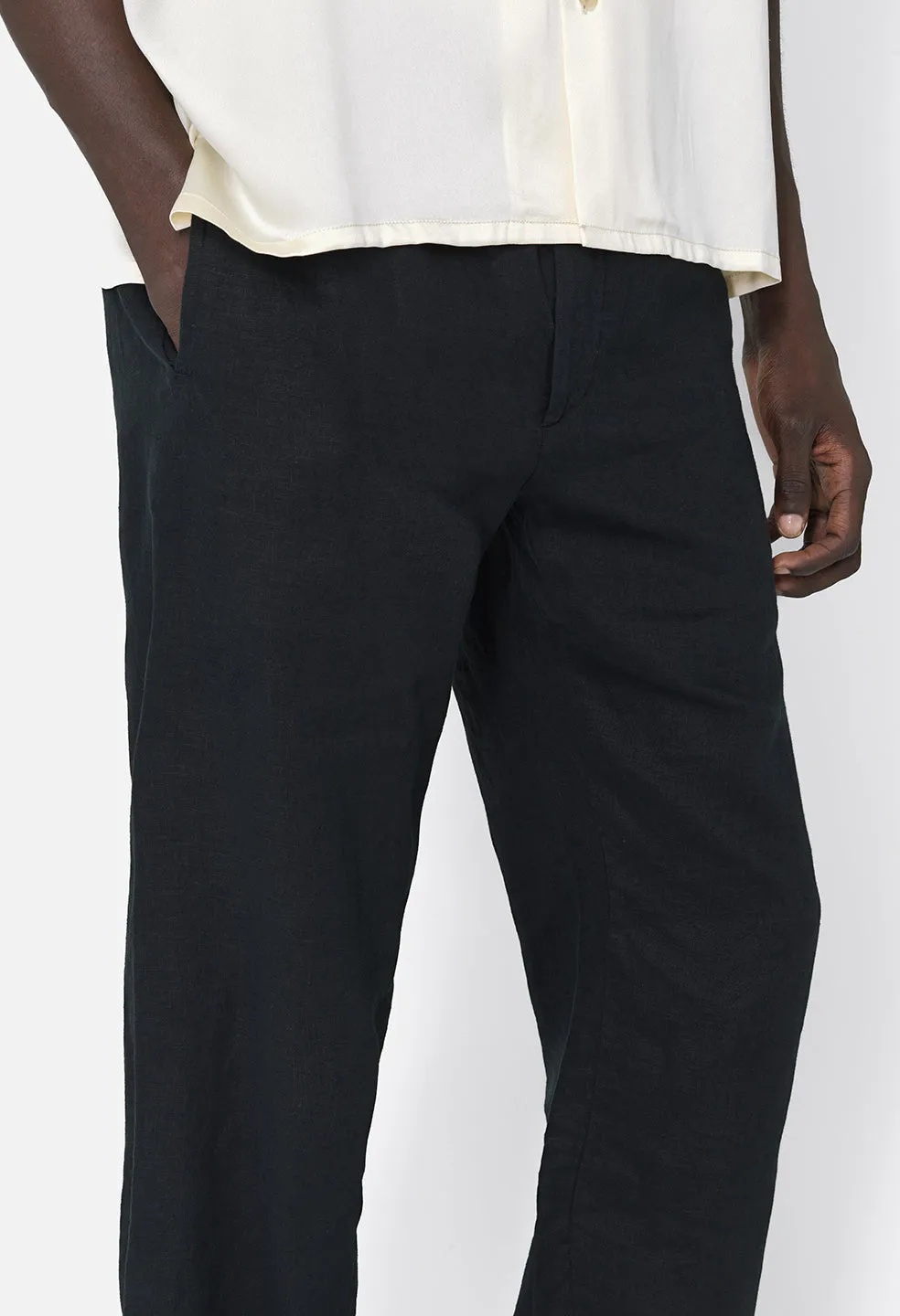Linen Easy Trouser / Black