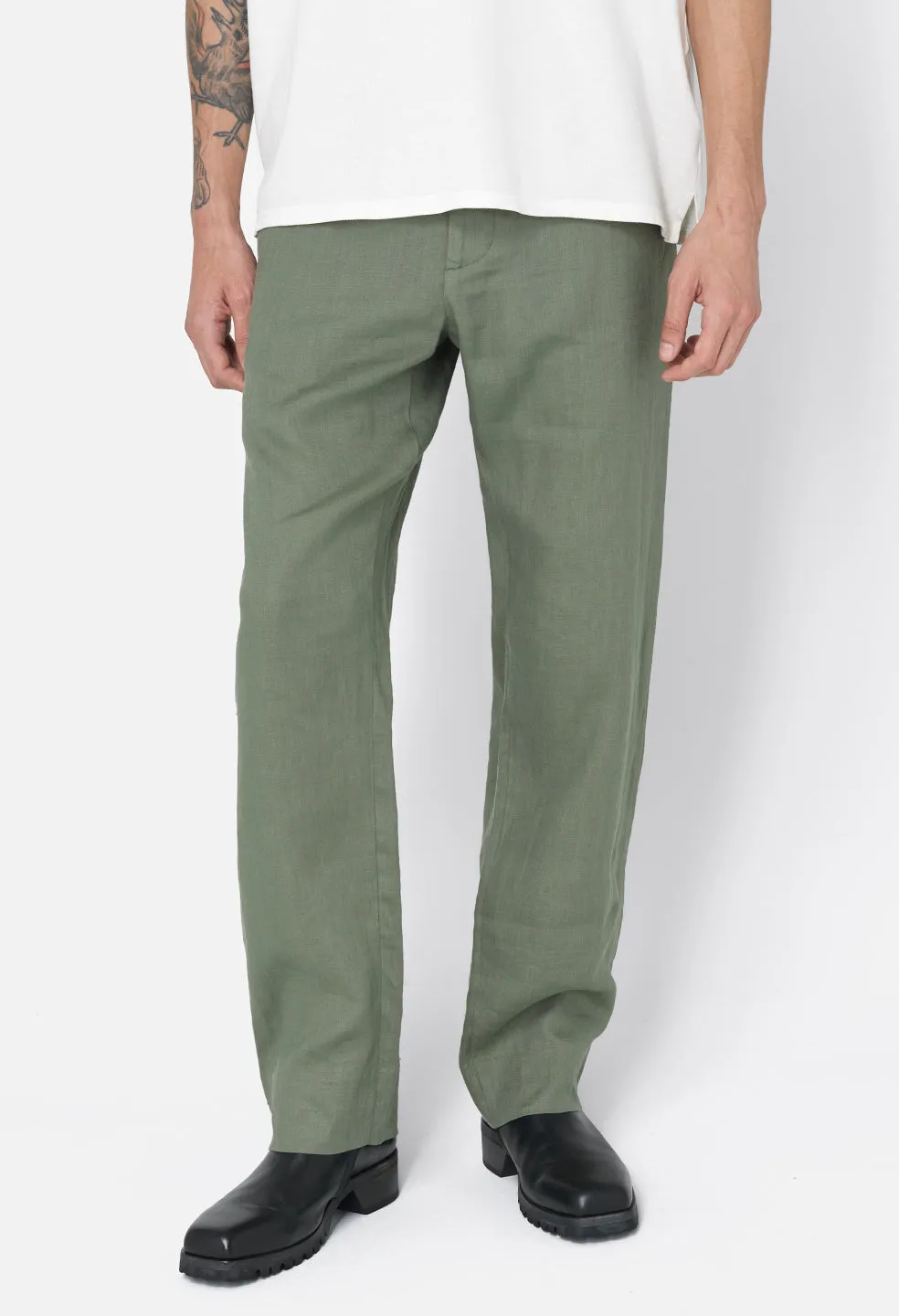 Linen Easy Trouser / Sage