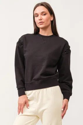 LUCINDA CREW NECK LONG SLEEVE RELAXED FIT SWEATER BLACK