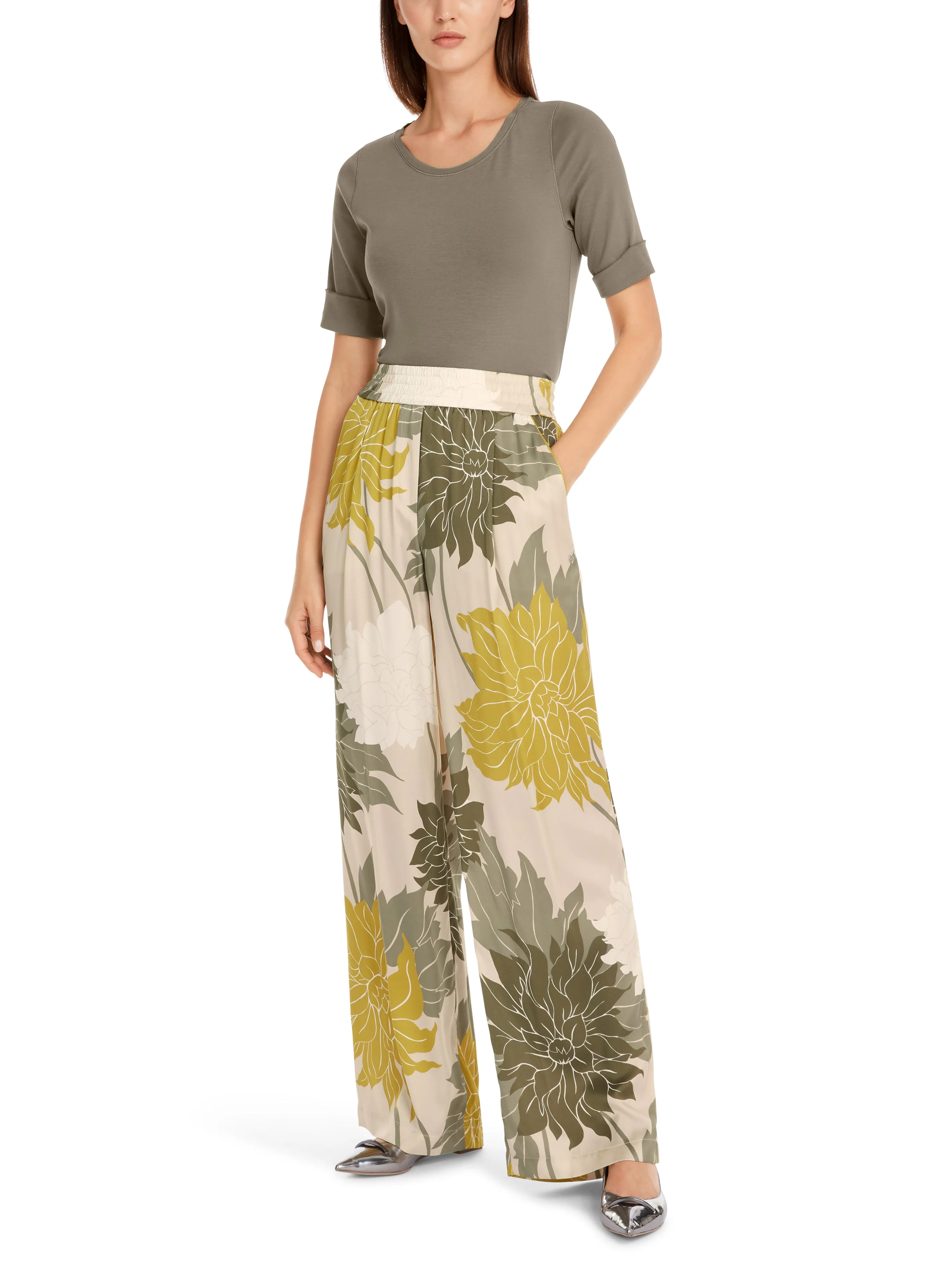 MARC CAIN Floral Fine Silk Trousers