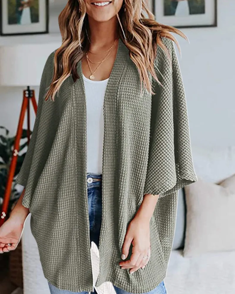 Margiela Maris Cardigan | Warme gebreide effen vest met 3/4-mouwen voor dames