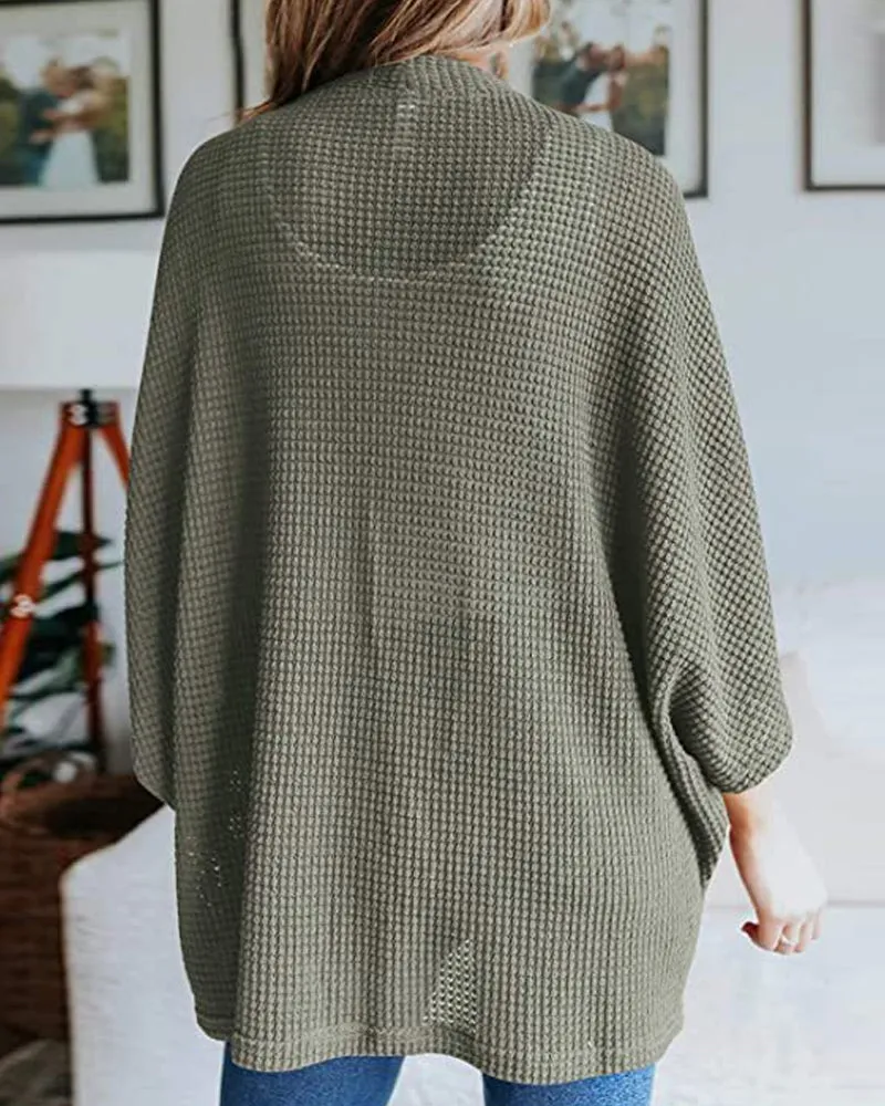 Margiela Maris Cardigan | Warme gebreide effen vest met 3/4-mouwen voor dames