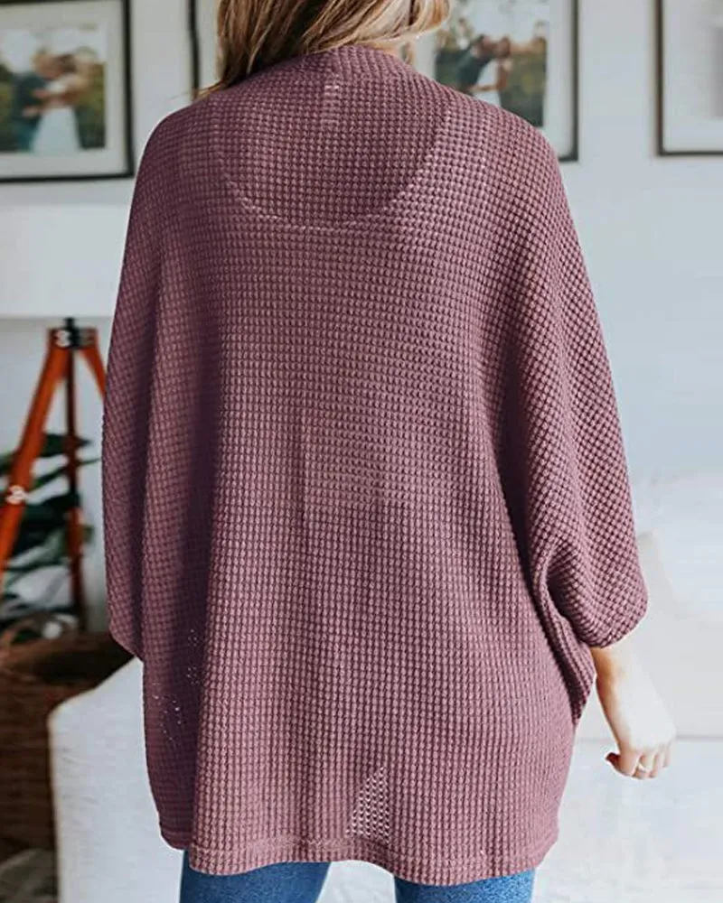 Margiela Maris Cardigan | Warme gebreide effen vest met 3/4-mouwen voor dames