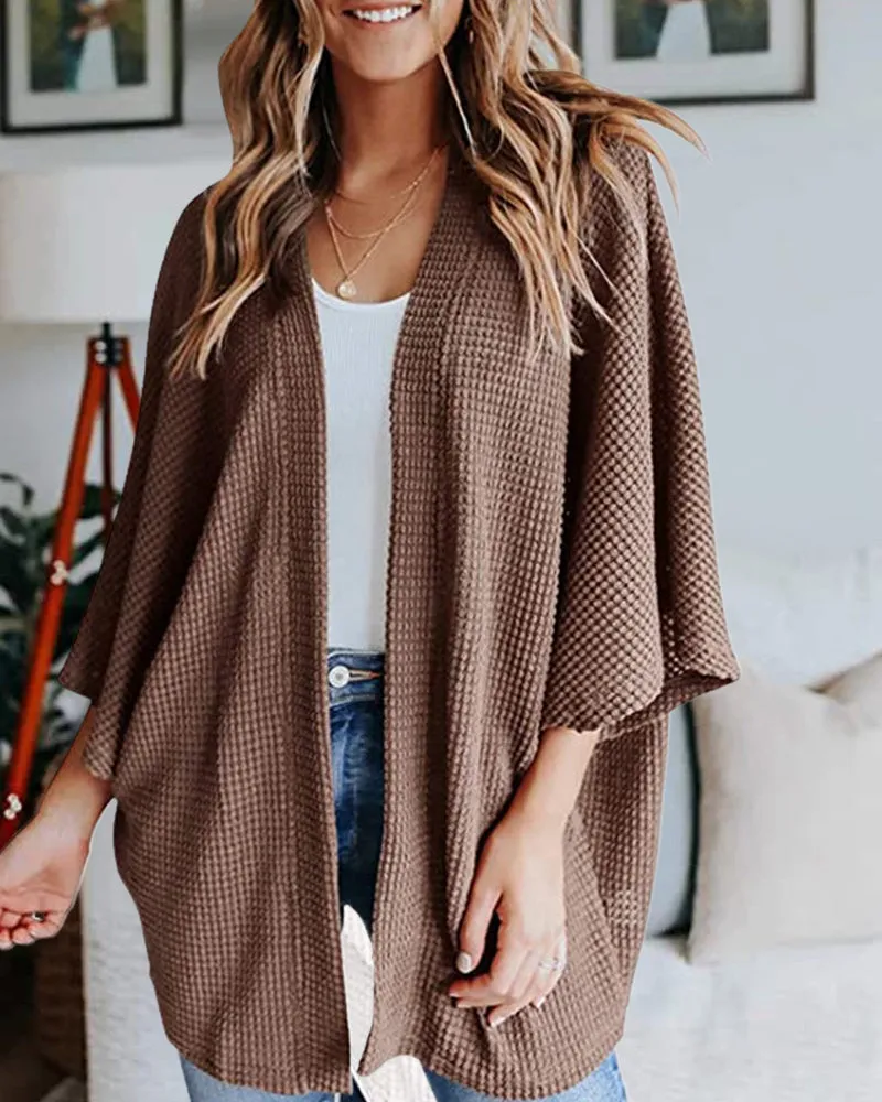 Margiela Maris Cardigan | Warme gebreide effen vest met 3/4-mouwen voor dames