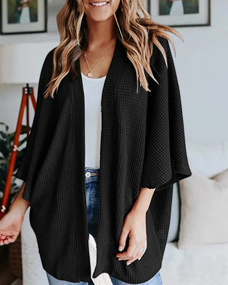 Margiela Maris Cardigan | Warme gebreide effen vest met 3/4-mouwen voor dames