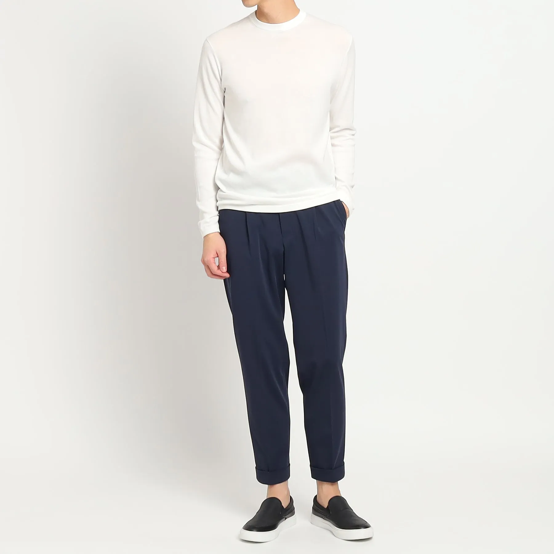 Matte Twist  Easy Trousers Color: Navy