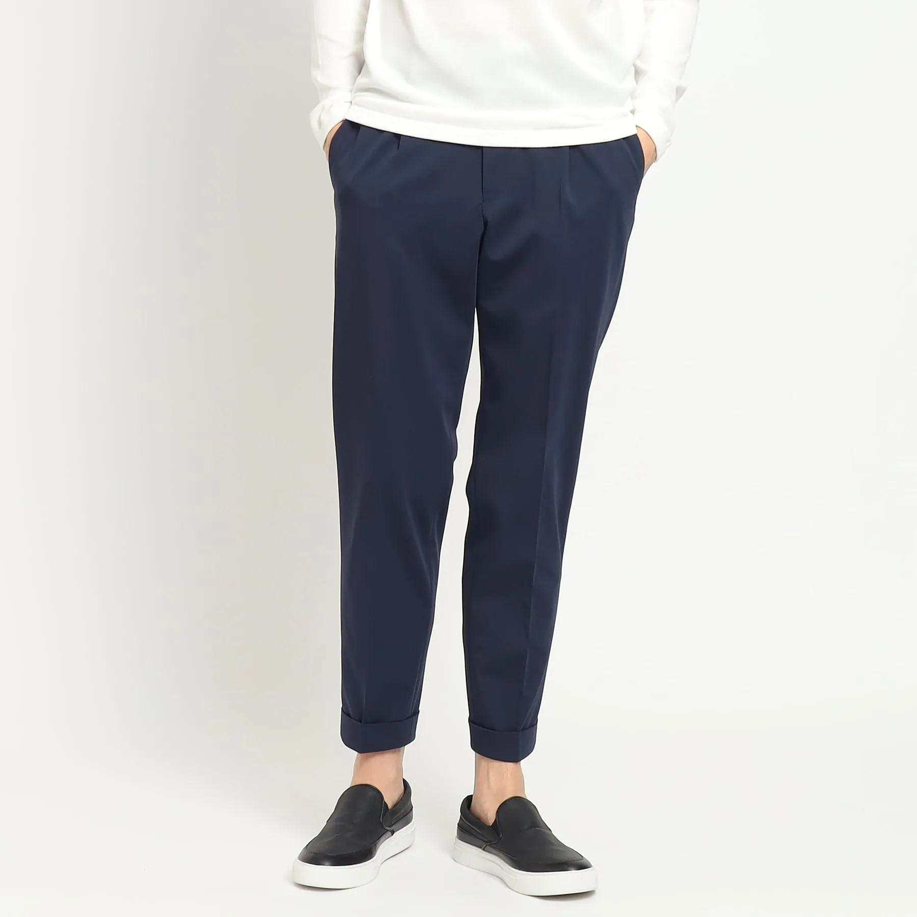 Matte Twist  Easy Trousers Color: Navy