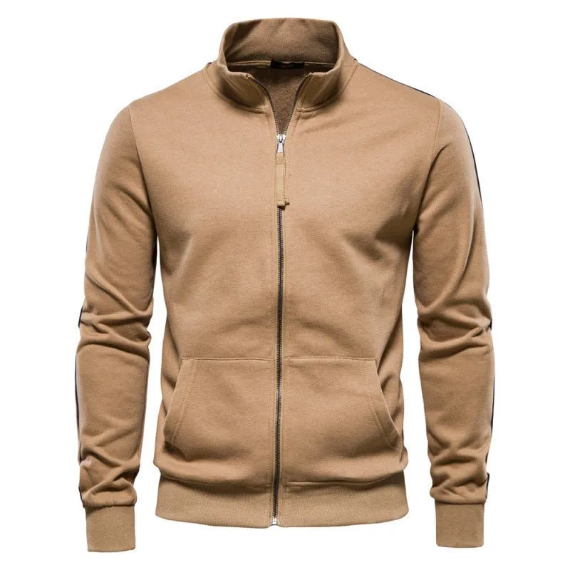 Men's Stand Collar Long-Sleeve Zipper Sweatshirt Sweaters