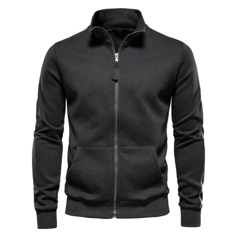 Men's Stand Collar Long-Sleeve Zipper Sweatshirt Sweaters