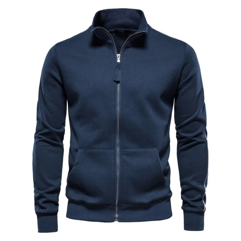 Men's Stand Collar Long-Sleeve Zipper Sweatshirt Sweaters