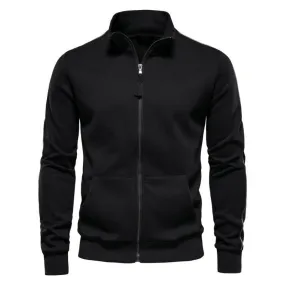 Men's Stand Collar Long-Sleeve Zipper Sweatshirt Sweaters