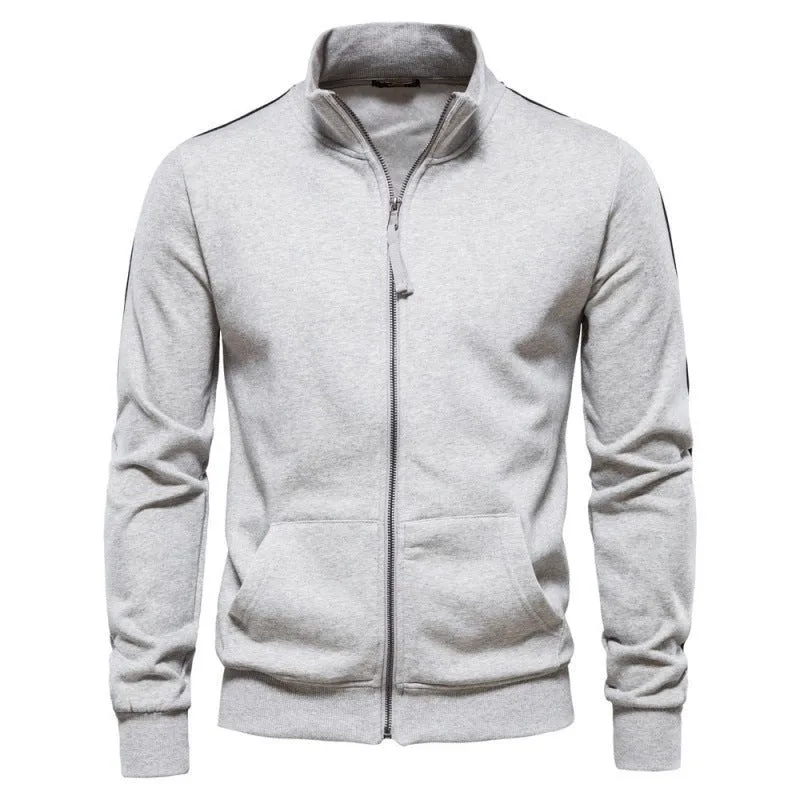 Men's Stand Collar Long-Sleeve Zipper Sweatshirt Sweaters