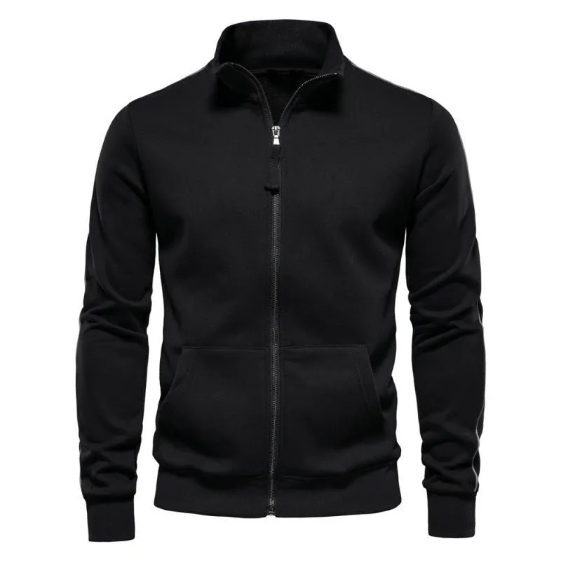 Men's Stand Collar Long-Sleeve Zipper Sweatshirt Sweaters