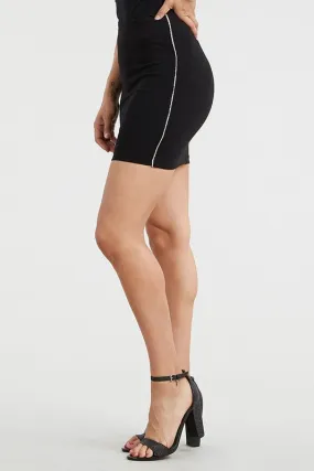 Mini Skirt with Crystal Looking Rhinestone Black