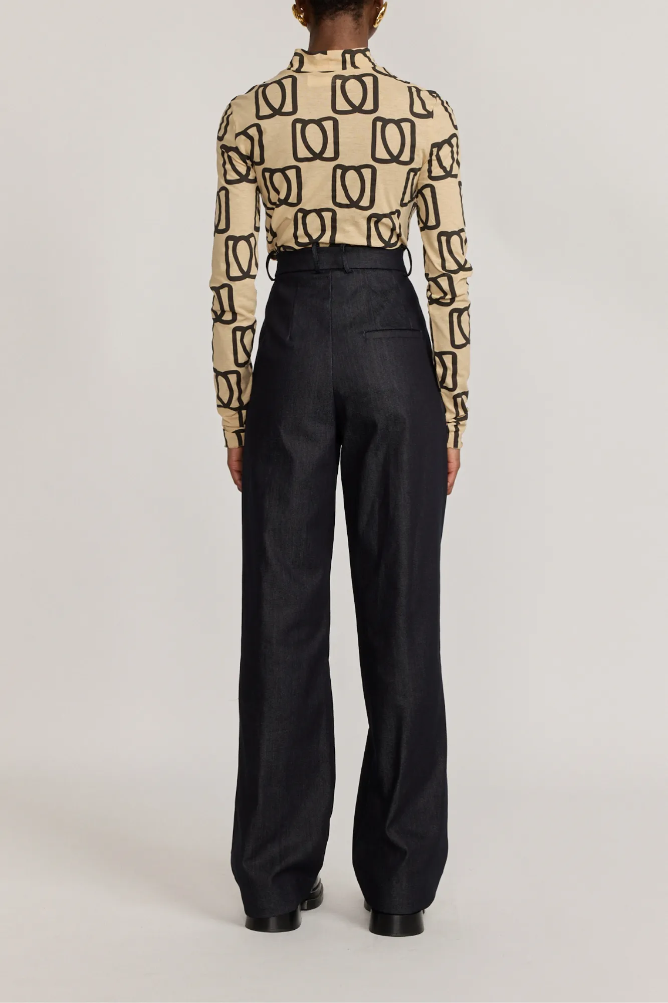 MONOGRAM BLACK & BEIGE LONG SLEEVE SHIRT
