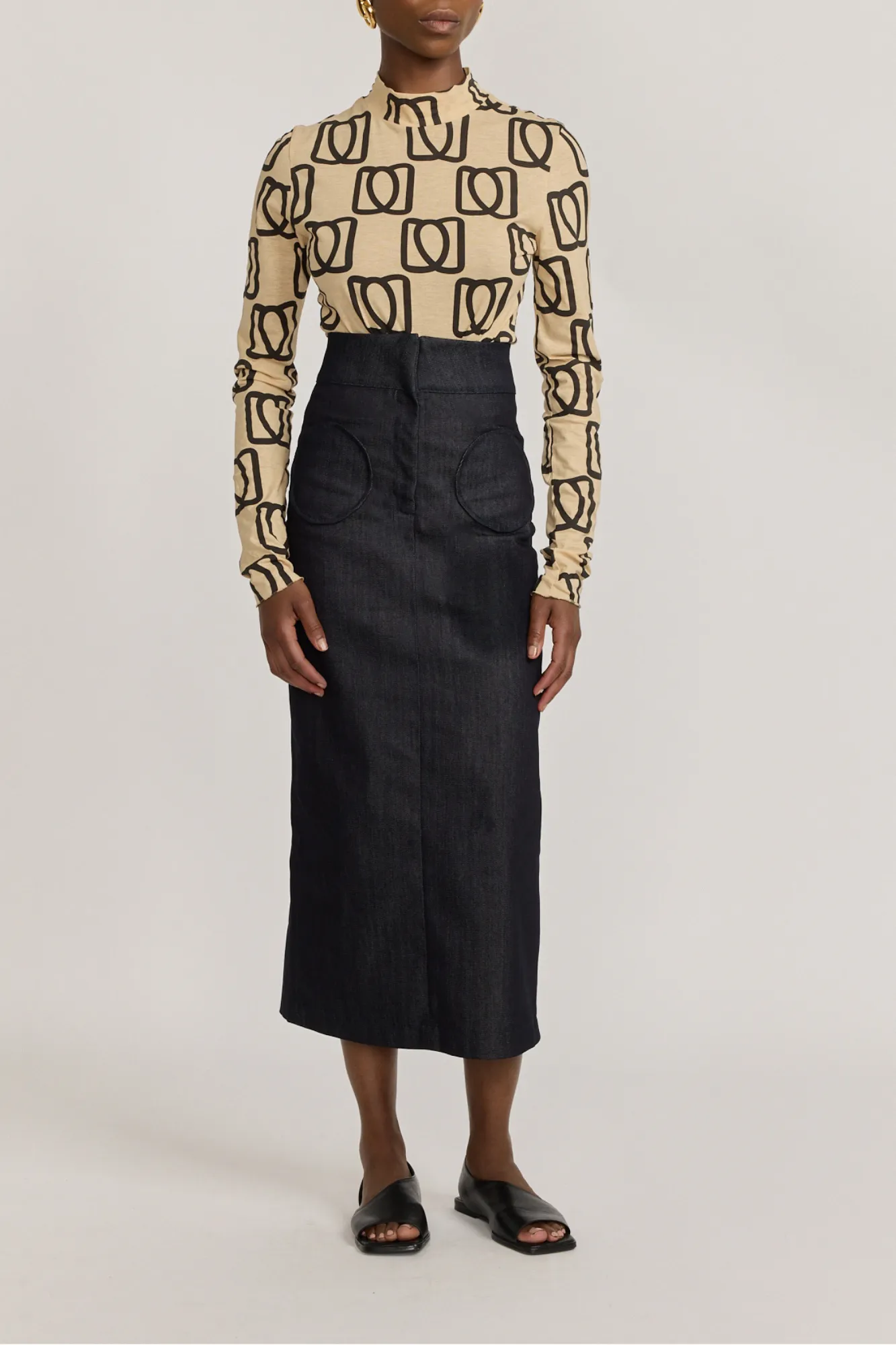 MONOGRAM BLACK & BEIGE LONG SLEEVE SHIRT