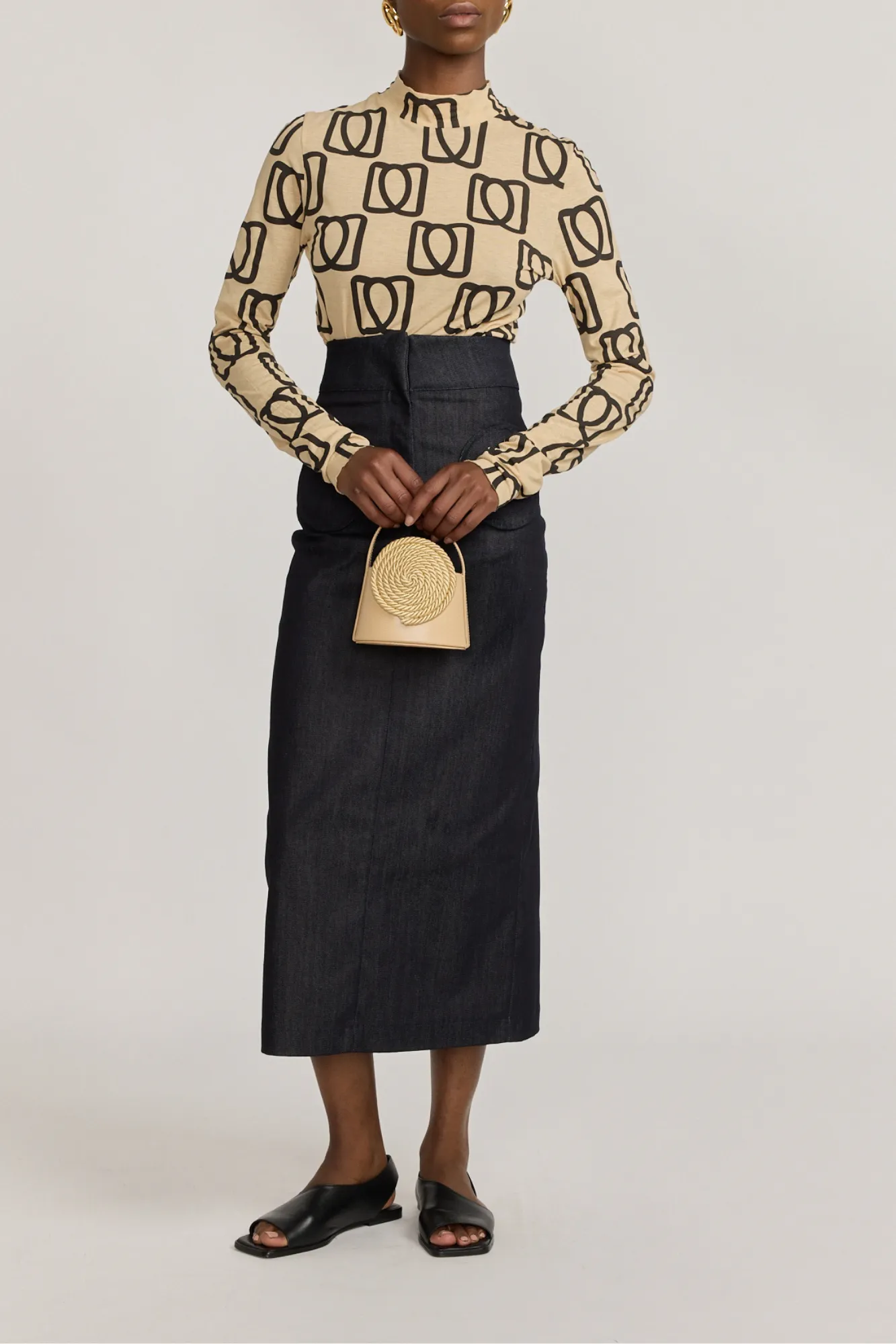 MONOGRAM BLACK & BEIGE LONG SLEEVE SHIRT