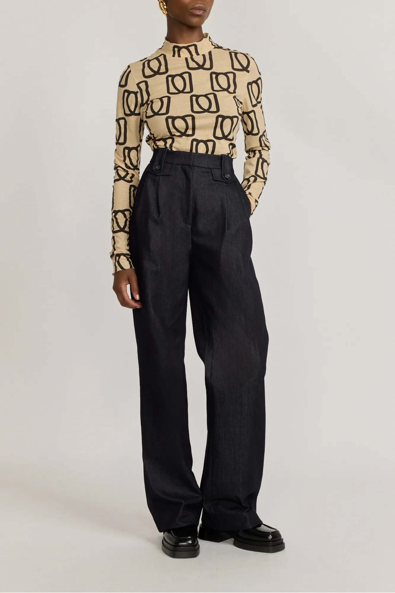 MONOGRAM BLACK & BEIGE LONG SLEEVE SHIRT