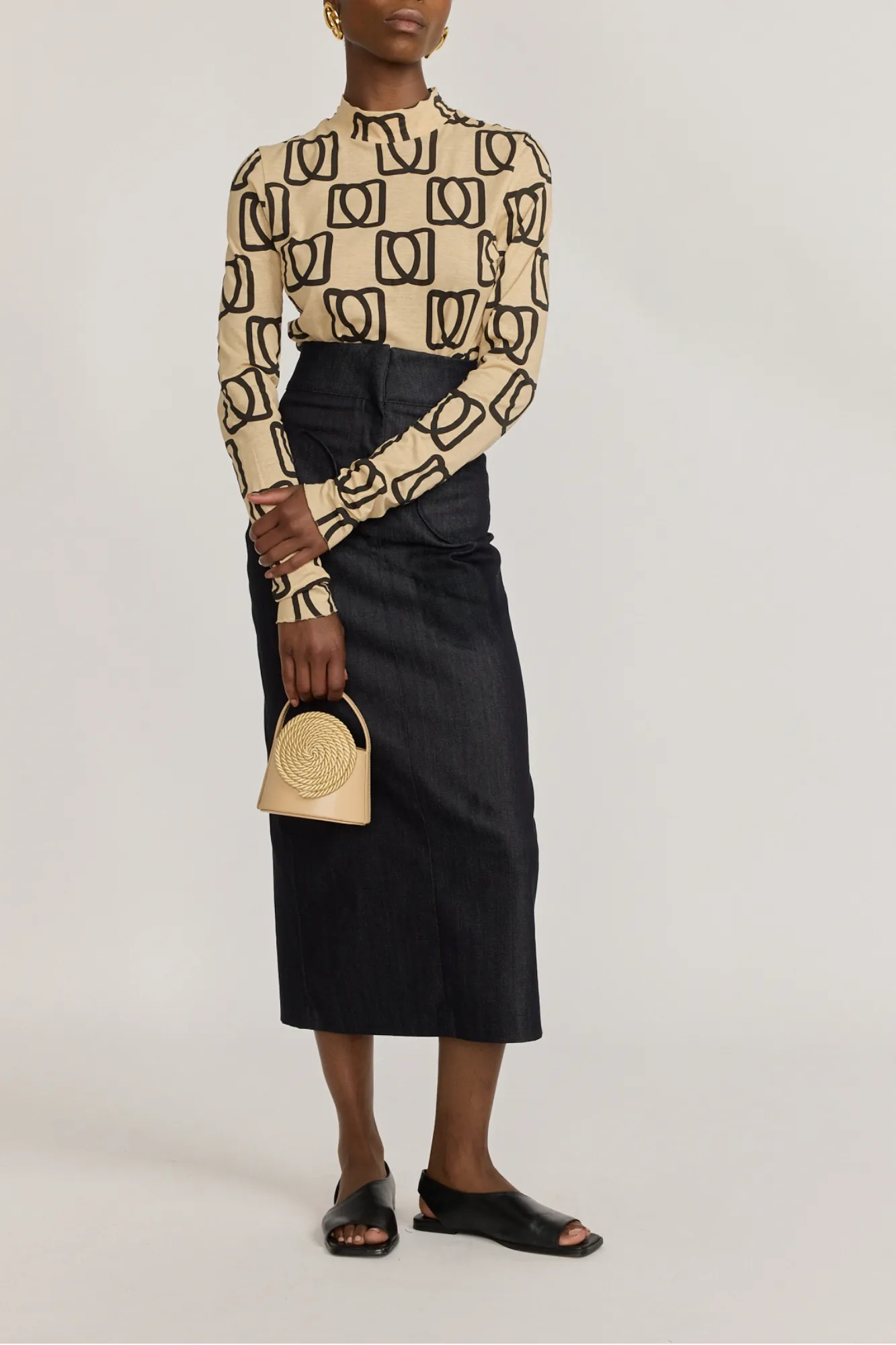 MONOGRAM BLACK & BEIGE LONG SLEEVE SHIRT