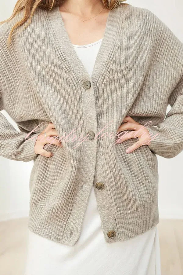 Mountain View Knit Ribbed Button Relaxed Cardigan