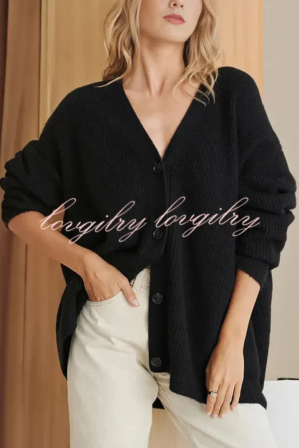 Mountain View Knit Ribbed Button Relaxed Cardigan