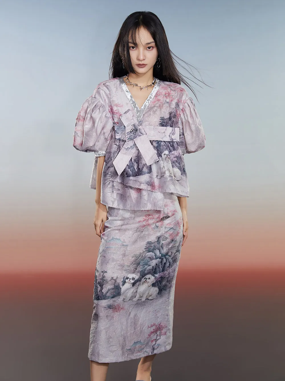 MUKZIN Comfortable Printed New Chinese Style Versatile Original Skirt