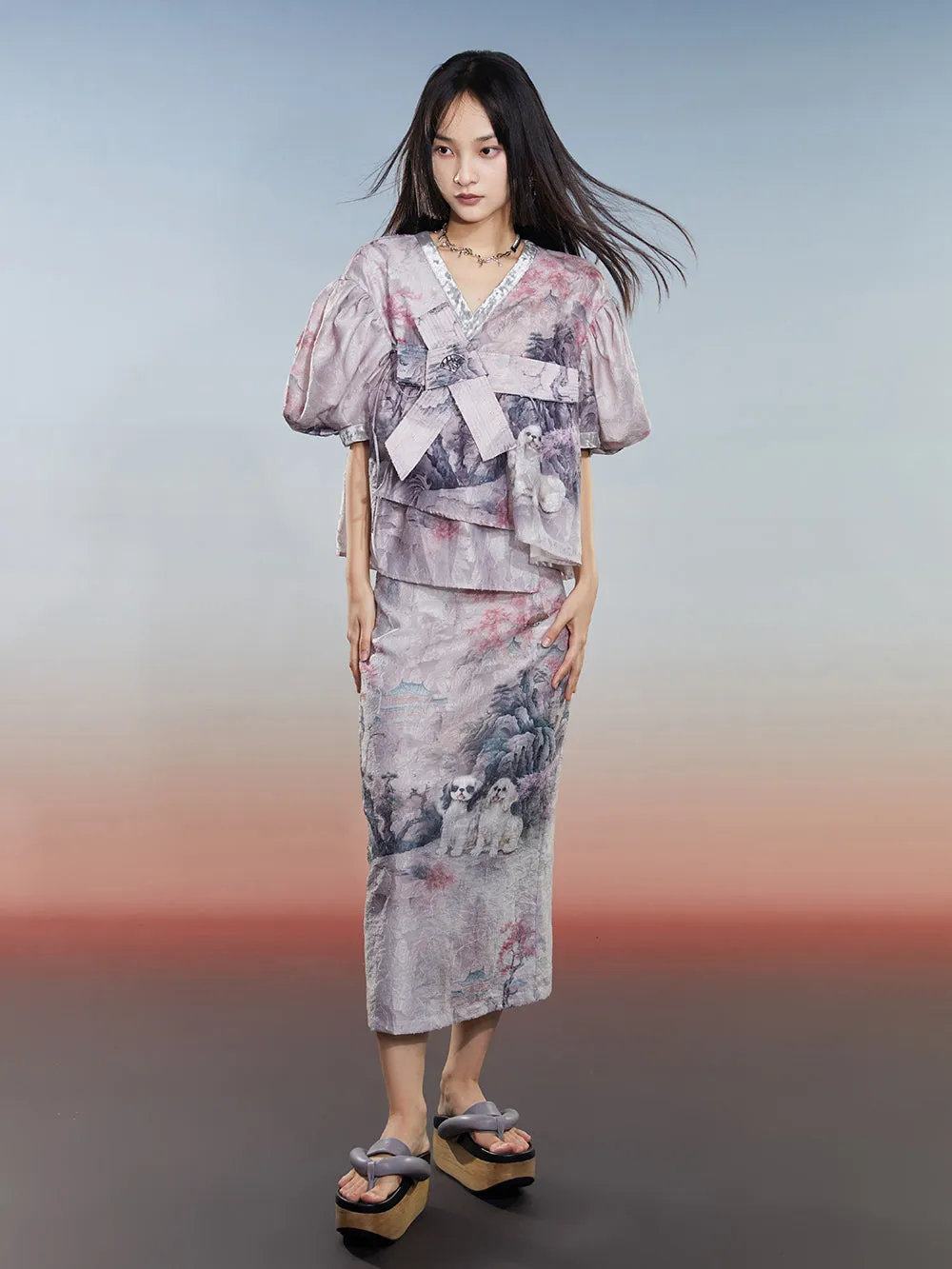 MUKZIN Comfortable Printed New Chinese Style Versatile Original Skirt